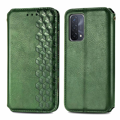 Leather Case Stands Flip Cover Holder S01D for Oppo A54 5G Green