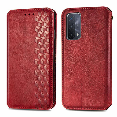 Leather Case Stands Flip Cover Holder S01D for Oppo A54 5G Red