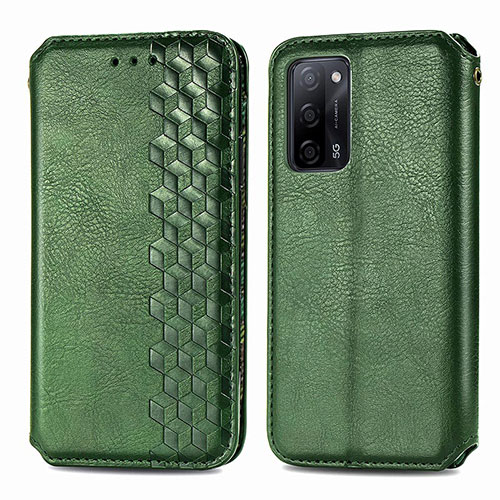 Leather Case Stands Flip Cover Holder S01D for Oppo A55 5G Green