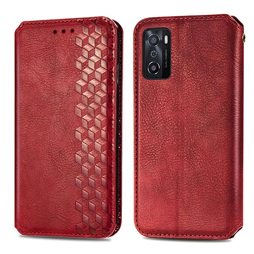 Leather Case Stands Flip Cover Holder S01D for Oppo A55S 5G Red