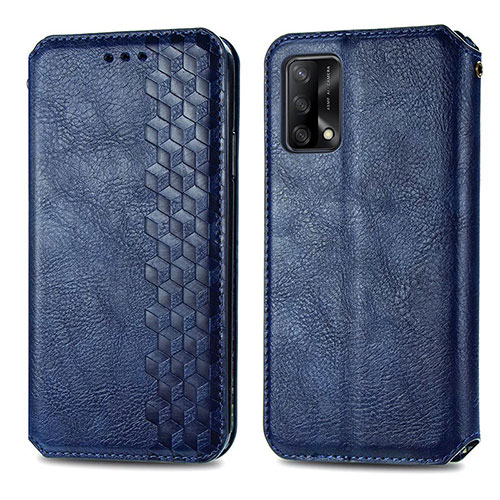 Leather Case Stands Flip Cover Holder S01D for Oppo A74 4G Blue