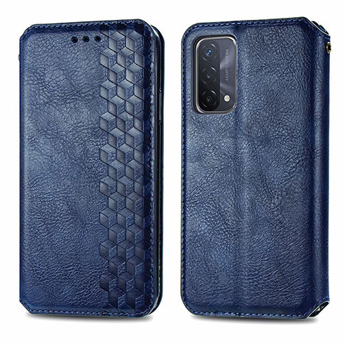 Leather Case Stands Flip Cover Holder S01D for Oppo A93 5G Blue