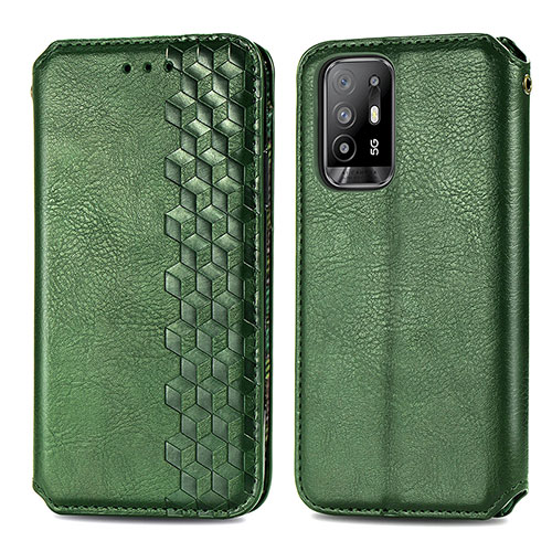 Leather Case Stands Flip Cover Holder S01D for Oppo A94 5G Green