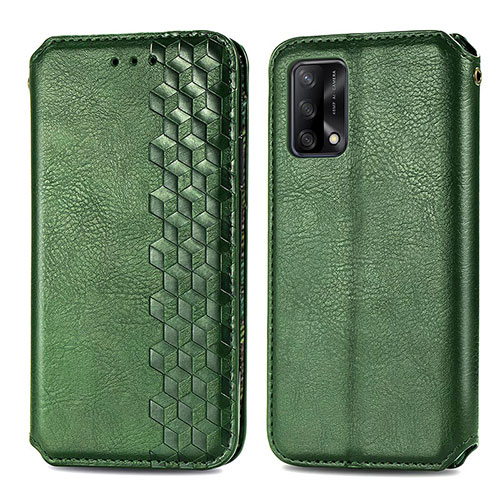 Leather Case Stands Flip Cover Holder S01D for Oppo F19 Green