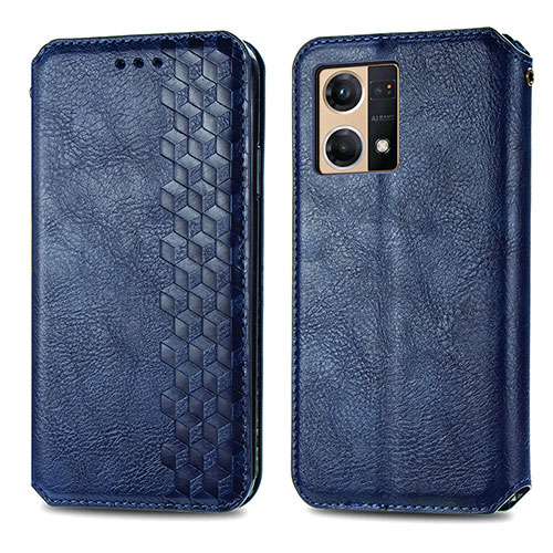 Leather Case Stands Flip Cover Holder S01D for Oppo F21 Pro 4G Blue