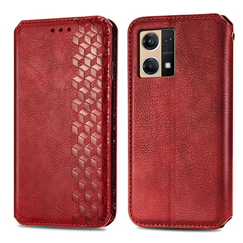 Leather Case Stands Flip Cover Holder S01D for Oppo F21s Pro 4G Red