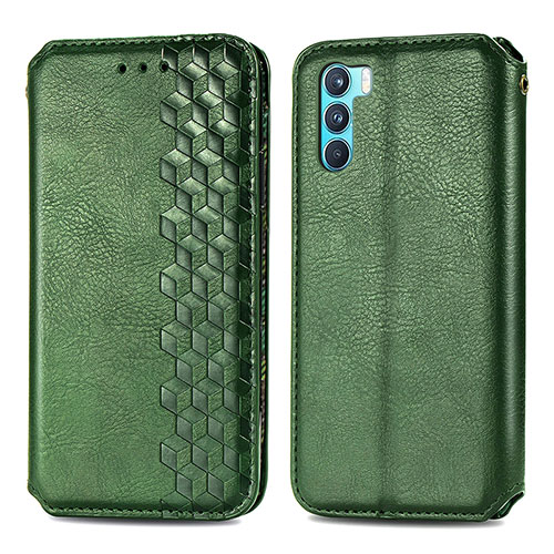 Leather Case Stands Flip Cover Holder S01D for Oppo K9 Pro 5G Green