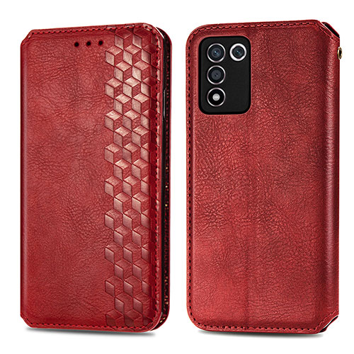 Leather Case Stands Flip Cover Holder S01D for Oppo K9S 5G Red