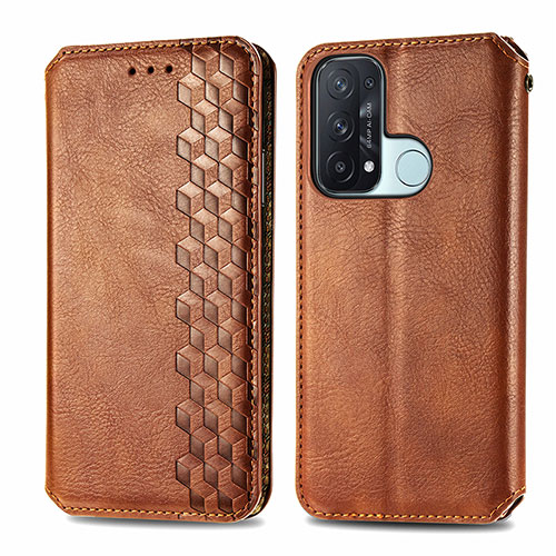 Leather Case Stands Flip Cover Holder S01D for Oppo Reno5 A Brown