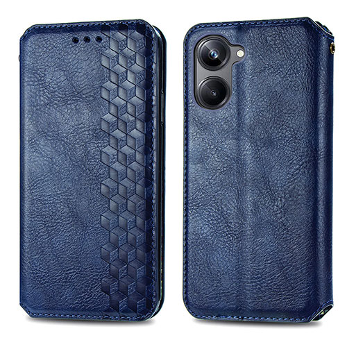 Leather Case Stands Flip Cover Holder S01D for Realme 10 Pro 5G Blue