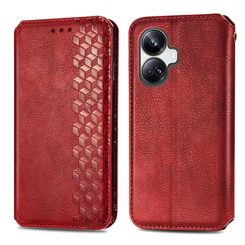 Leather Case Stands Flip Cover Holder S01D for Realme 10 Pro+ Plus 5G Red