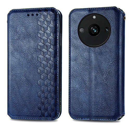 Leather Case Stands Flip Cover Holder S01D for Realme 11 Pro 5G Blue