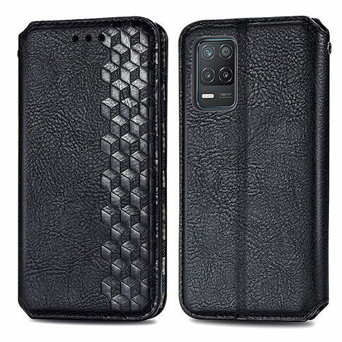 Leather Case Stands Flip Cover Holder S01D for Realme 8 5G Black