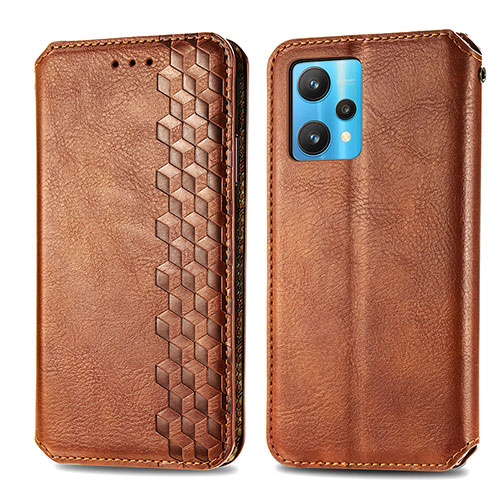 Leather Case Stands Flip Cover Holder S01D for Realme 9 Pro+ Plus 5G Brown