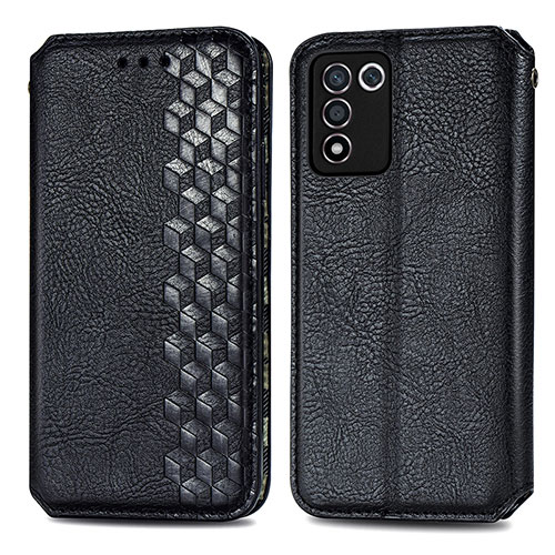 Leather Case Stands Flip Cover Holder S01D for Realme 9 SE 5G Black