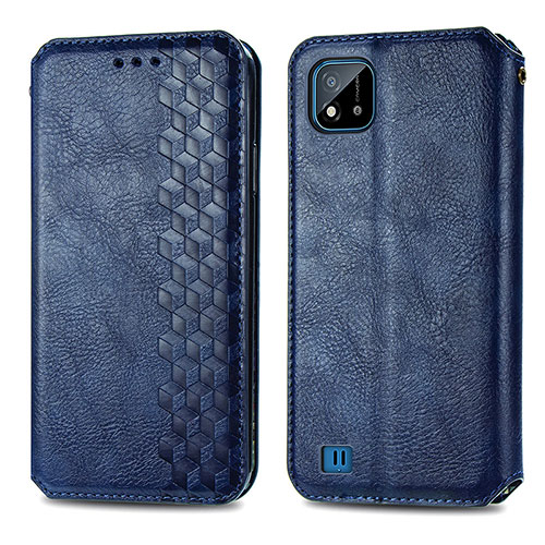 Leather Case Stands Flip Cover Holder S01D for Realme C11 (2021) Blue