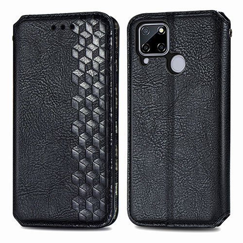 Leather Case Stands Flip Cover Holder S01D for Realme C12 Black