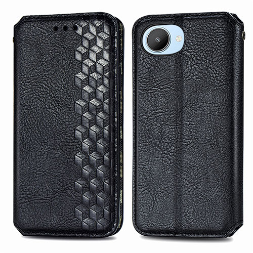 Leather Case Stands Flip Cover Holder S01D for Realme C30 Black