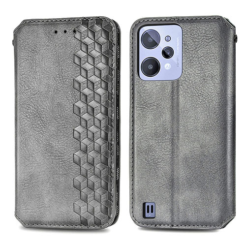 Leather Case Stands Flip Cover Holder S01D for Realme C31 Gray