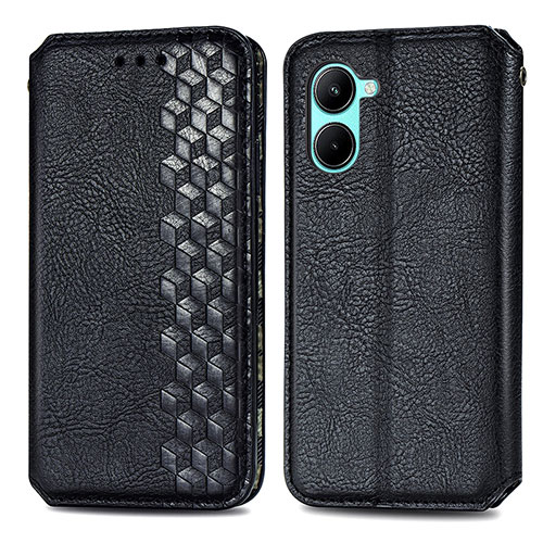 Leather Case Stands Flip Cover Holder S01D for Realme C33 (2023) Black