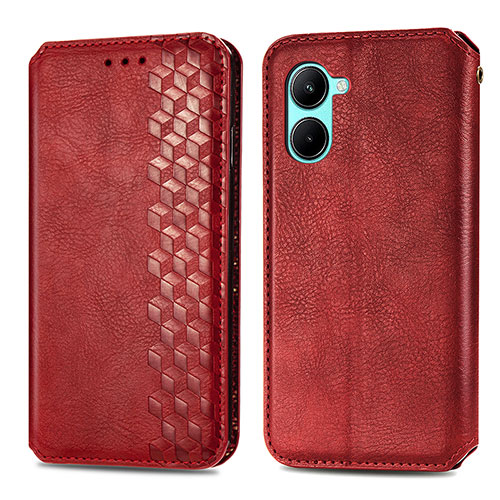 Leather Case Stands Flip Cover Holder S01D for Realme C33 (2023) Red