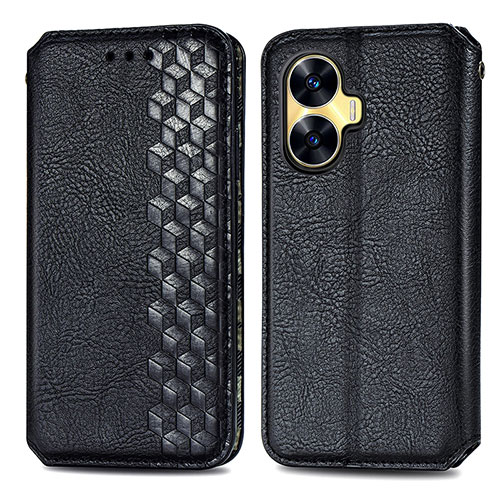 Leather Case Stands Flip Cover Holder S01D for Realme C55 Black