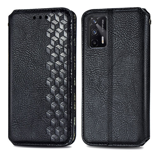 Leather Case Stands Flip Cover Holder S01D for Realme GT 5G Black