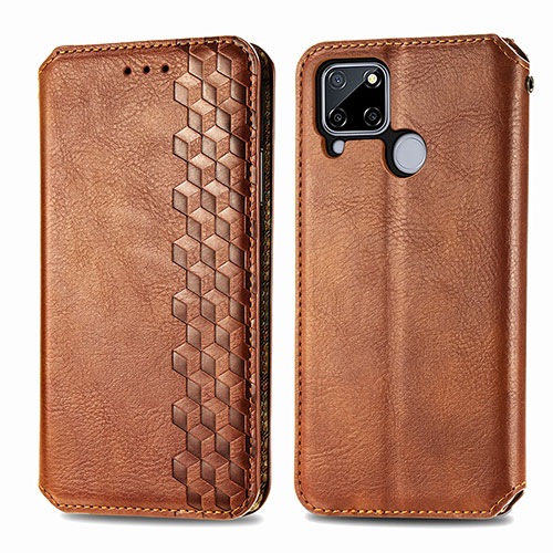 Leather Case Stands Flip Cover Holder S01D for Realme Narzo 20 Brown