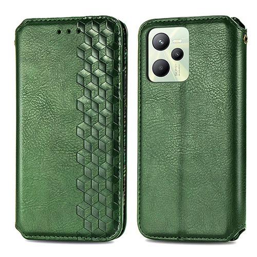 Leather Case Stands Flip Cover Holder S01D for Realme Narzo 50A Prime Green