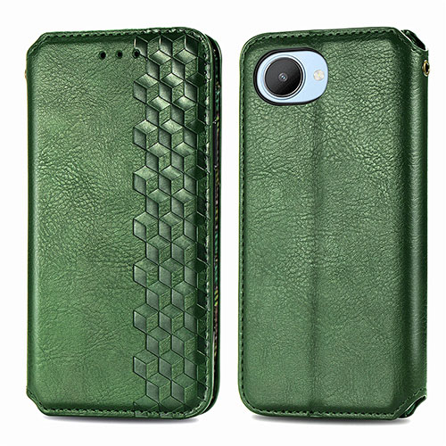 Leather Case Stands Flip Cover Holder S01D for Realme Narzo 50i Prime Green