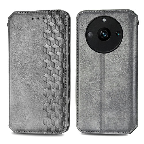 Leather Case Stands Flip Cover Holder S01D for Realme Narzo 60 Pro 5G Gray