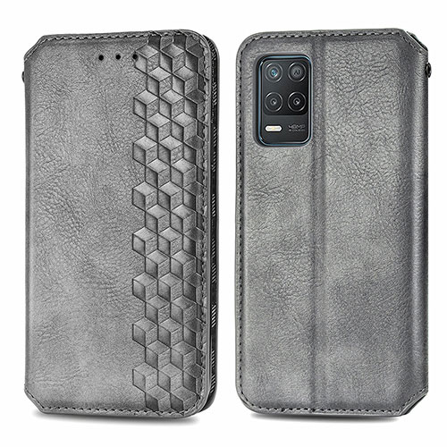 Leather Case Stands Flip Cover Holder S01D for Realme Q3i 5G Gray