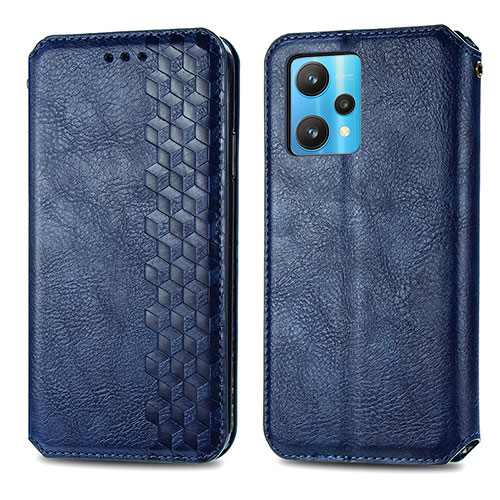 Leather Case Stands Flip Cover Holder S01D for Realme Q5 5G Blue