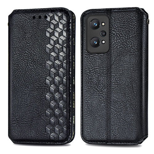 Leather Case Stands Flip Cover Holder S01D for Realme Q5 Pro 5G Black