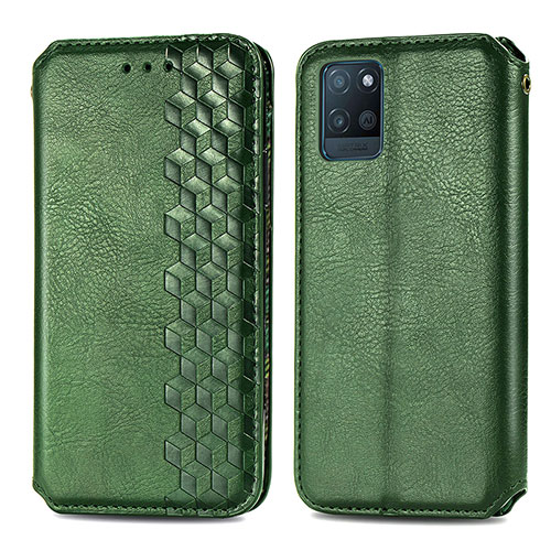 Leather Case Stands Flip Cover Holder S01D for Realme V11 5G Green