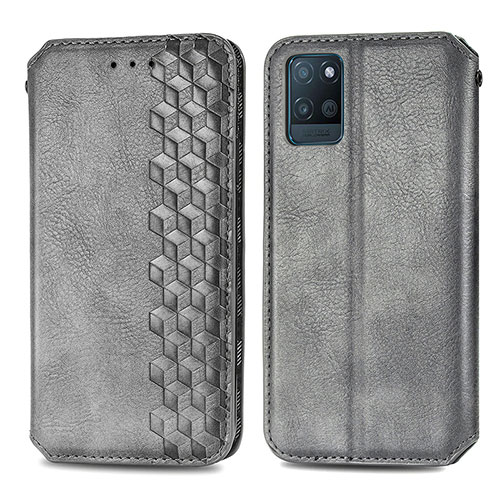 Leather Case Stands Flip Cover Holder S01D for Realme V11s 5G Gray