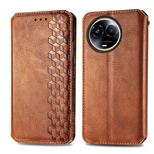 Leather Case Stands Flip Cover Holder S01D for Realme V50 5G Brown