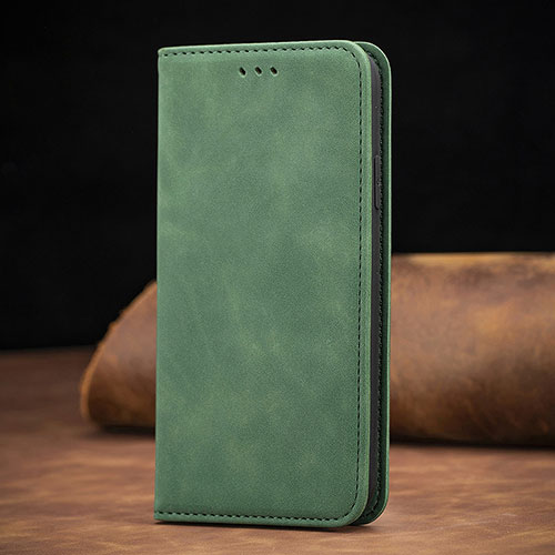 Leather Case Stands Flip Cover Holder S01D for Samsung Galaxy A01 SM-A015 Green