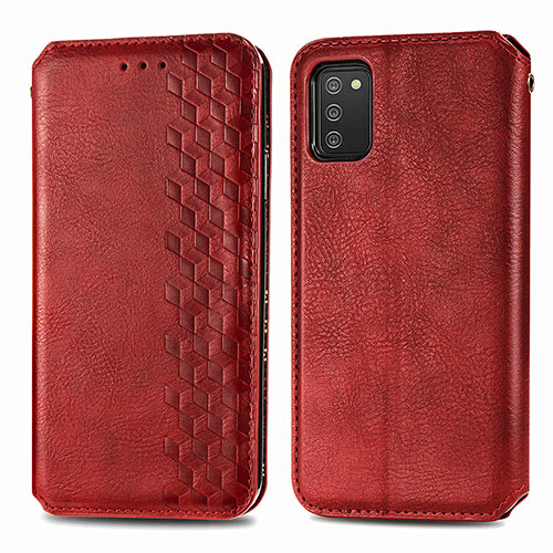 Leather Case Stands Flip Cover Holder S01D for Samsung Galaxy A02s Red