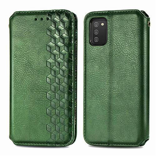 Leather Case Stands Flip Cover Holder S01D for Samsung Galaxy A03s Green