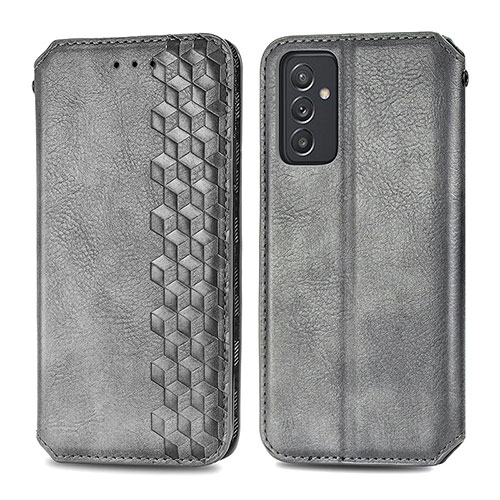 Leather Case Stands Flip Cover Holder S01D for Samsung Galaxy A05s Gray