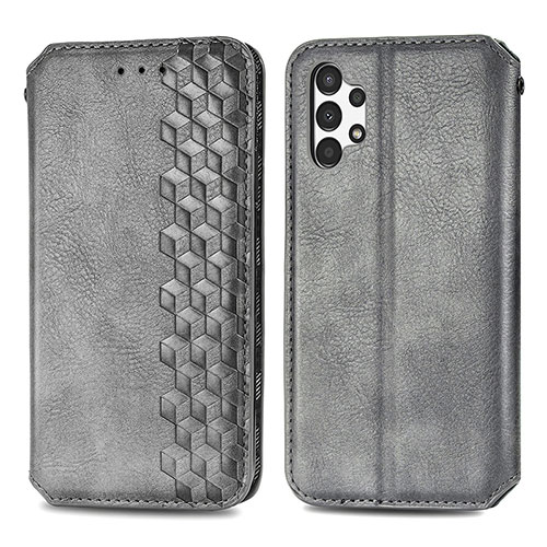 Leather Case Stands Flip Cover Holder S01D for Samsung Galaxy A13 4G Gray