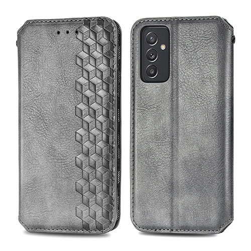 Leather Case Stands Flip Cover Holder S01D for Samsung Galaxy A15 4G Gray