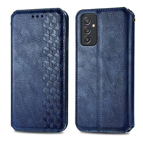 Leather Case Stands Flip Cover Holder S01D for Samsung Galaxy A15 LTE Blue