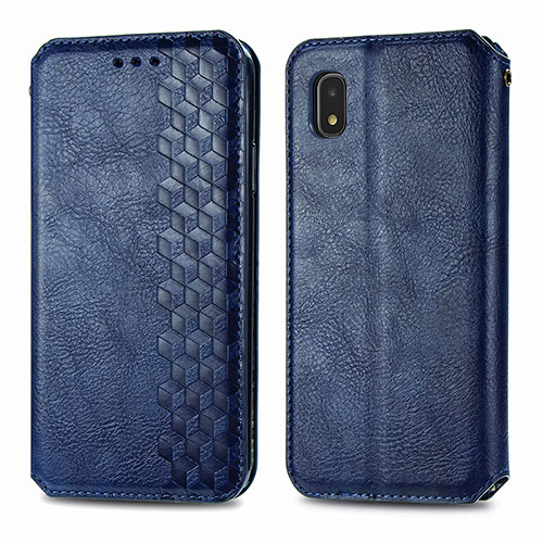 Leather Case Stands Flip Cover Holder S01D for Samsung Galaxy A21 SC-42A Blue