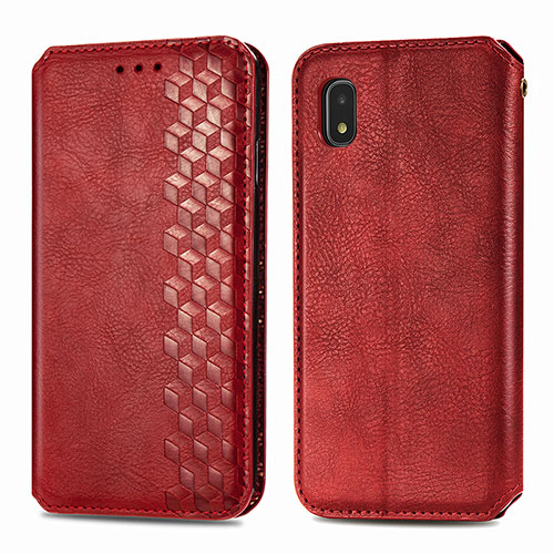 Leather Case Stands Flip Cover Holder S01D for Samsung Galaxy A21 SC-42A Red
