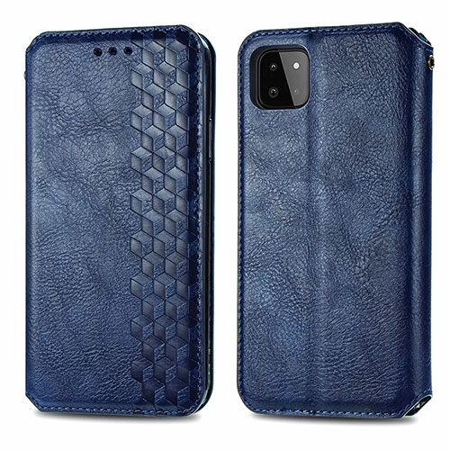 Leather Case Stands Flip Cover Holder S01D for Samsung Galaxy A22 5G Blue