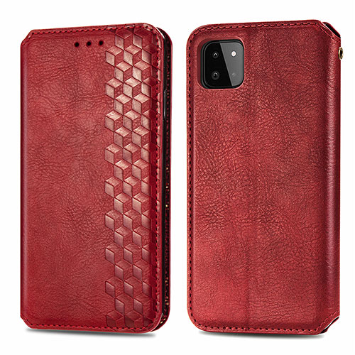 Leather Case Stands Flip Cover Holder S01D for Samsung Galaxy A22 5G Red