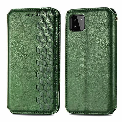 Leather Case Stands Flip Cover Holder S01D for Samsung Galaxy A22s 5G Green