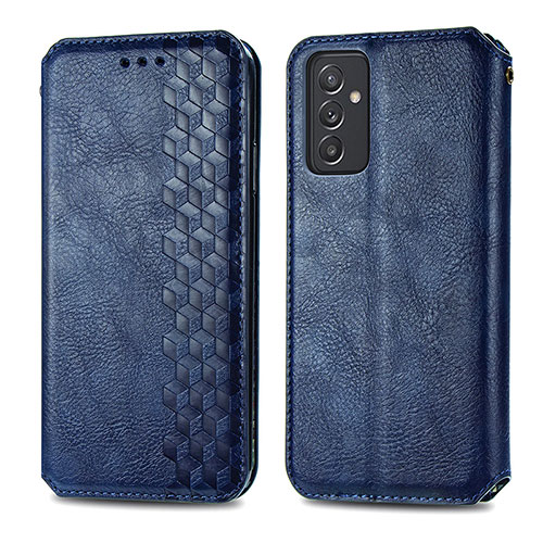 Leather Case Stands Flip Cover Holder S01D for Samsung Galaxy A24 4G Blue